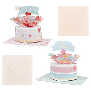 HOBBIESAY 2 Sets 2 Styles 3D Cake Pop Up Paper Greeting Card & Butterfly Cake Toppers with Stick, Cake Insert Cards, for Cake Decoration, Mixed Shapes, 149~201x128~179x0.2mm, 1 set/style(AJEW-HY0001-44)