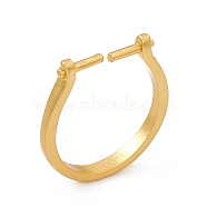 Rack Plating Brass Open Cuff Ring Settings, for Half-Drilled Beads, Long-Lasting Plated, Matte Gold Color, US Size 6(16.5mm)(KK-G455-15MG)