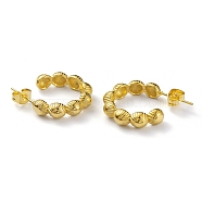 304 Stainless Steel Half Round Wrap Stud Earrings, Half Hoop Earrings for Women, Real 18K Gold Plated, 20.5x4.5mm, Pin: 0.6mm(EJEW-K244-06G)