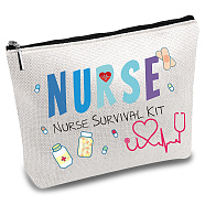 Polycotton Custom Canvas Stroage Bags,  Metal Zipper Pouches, Rectangle with Word Nurse, Word, 18x25cm(ABAG-WH0029-059)