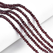Glass Beads Strands, Faceted, Rondelle, Purple, 4x3mm, Hole: 0.4mm, about 123~127pcs/strand, 16.5~16.9 inch(42~43cm)(EGLA-A034-T4mm-D26)
