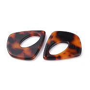 Acrylic Pendants, Teardrop Charm, Dark Orange, 37x31x2.5mm, Hole: 1.5mm(MACR-TAC0001-14)