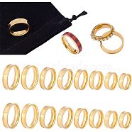 16Pcs 8 Size 201 Stainless Steel Grooved Finger Ring for Men Women, Golden, US Size 5 1/4(15.9mm)~US Size 14(23mm), 2Pc/size(RJEW-UN0002-37)