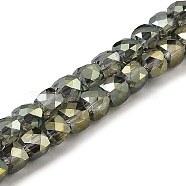 Electroplate Transparent Glass Beads Strands, Faceted, Cube, Olive Drab, 5x5x5mm, Hole: 1mm, about 83~84pcs/strand, 15.43~15.63 inch(39.2~39.7cm)(GLAA-C029-03A-04)