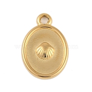 Ion Plating(IP) 304 Stainless Steel Pendants, Oval with Shell Charm, Real 18K Gold Plated, 19.5x13.5x2.5mm, Hole: 2.2mm(STAS-U019-39G)