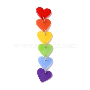 Acrylic Big Pendants, with Iron Jump Ring, Heart, Colorful, 90.5mm, Hole: 1.2mm(X1-SACR-E010-08P)