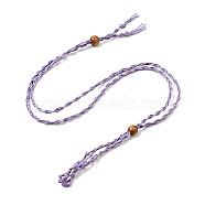 Braided Wax Rope Cord Macrame Pouch Necklace Making, Adjustable Wood Beads Interchangeable Stone Necklace, Lilac, 35.43 inch(90cm), 4mm(NJEW-J007-04)