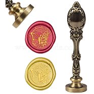 DIY Scrapbook, Brass Wax Seal Stamp and Alloy Handles, Butterfly Pattern, 103mm, Stamps: 2.5x1.45cm(AJEW-WH0128-12AB)