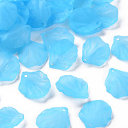 Transparent Frosted Acrylic Pendants, Petaline, Deep Sky Blue, 19.5x16.5x4mm, Hole: 1.5mm(MACR-S371-01A-755)