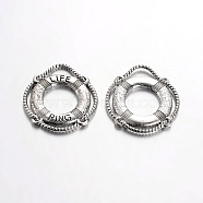 Tibetan Style Alloy Pendants, Lead Free, Life Ring/Lifebuoy/Cork Hoop, Antique Silver, Size: about 24mm long, 22mm wide, 2mm thick, hole: 3mm(X-TIBEP-0803-S-LF)