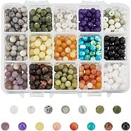 750Pcs 15 Styles Natural & Synthetic Gemstone Beads, Round, Mixed Dyed and Undyed, 6mm, Hole: 0.7~1mm, 50pcs/style(G-NB0003-89)