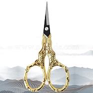 Stainless Steel Scissors, Embroidery Scissors, Sewing Scissors, with Zinc Alloy Handle, Golden, 113x51mm(PW-WG92654-02)
