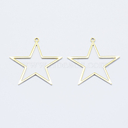 Long-Lasting Plated Brass Pendants, Real 18K Gold Plated, Nickel Free, Star, 39.5x38.5x1mm, Hole: 2mm(X-KK-K204-076G-NF)