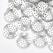 Iron Finger Ring/Brooch Sieve Findings, Perforated Disc Settings, Nickel Free, Platinum, 20x2mm, Hole: 1.2mm(IFIN-T007-49P-NF)