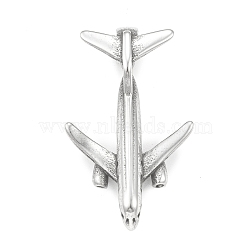 304 Stainless Steel Pendants, Plane Charm, Antique Silver, 34x20.5x7mm, Hole: 3.5x5mm(STAS-G303-26AS)
