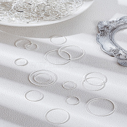 160Pcs 4 Colors Brass Linking Rings, Silver, 12~25x0.7~1mm, 40pcs/style(KK-LP0001-81S)