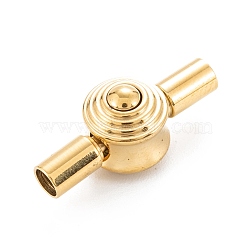 304 Stainless Steel Bayonet Clasps, Flat Round, Golden, 21x8.5x9.5mm, Hole: 3mm(STAS-P285-04G)