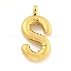 Ion Plating(IP) 304 Stainless Steel Pendants, Letter Charm, Golden, Letter S, 28.5x15x5.5mm, Hole: 3mm(STAS-C102-16G-S)