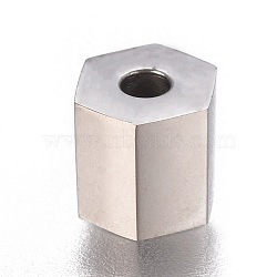 304 Stainless Steel Beads, Well Polished, Hexagon, Stainless Steel Color, 6x6.8x6mm, Hole: 2mm(STAS-K189-C04-6MM)