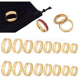 16Pcs 8 Size 201 Stainless Steel Grooved Finger Ring for Men Women, Golden, US Size 5 1/4(15.9mm)~US Size 14(23mm), 2Pc/size(RJEW-UN0002-37)