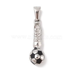 304 Stainless Steel Pendants, with Enamel, Football & Shoes Charm, Stainless Steel Color, 28x8.5x8.5mm, Hole: 3.5x6.5mm(STAS-S001-04P)