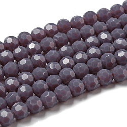 Opaque Glass Beads Stands, Faceted(32 Facets), Round, Old Rose, 6mm, Hole: 1mm, about 98pcs/strand, 20.47''(52cm)(EGLA-A035-P6mm-D11)