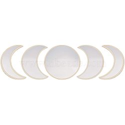 Acrylic Wooden Moon Phase Mirror, with Double Sided Adhesive Tape, Wall Ornament Bedroom Living Room Decoration, BurlyWood, Round Mirror: 265x3.5mm, Moon Mirror: 269x195x3.5mm and 269x175x3.5mm, 2pcs/side, 25pcs/sheet(DIY-WH0167-48A)