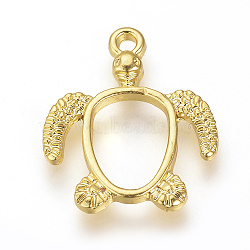 Alloy Open Back Bezel Pendants, For DIY UV Resin, Epoxy Resin, Pressed Flower Jewelry, Turtle, Golden, 21.5x18.5x2.5mm, Hole: 2mm(PALLOY-R098-62G)