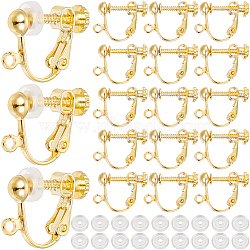 36Pcs Brass Screw On Clip-on Earring Findings, Spiral Ear Clip, with 36Pcs Silicone Earring Pads, Golden, 18x14x3mm, Hole: 1.6mm(KK-SP0001-18G)