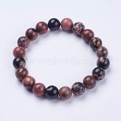 Natural Rhodonite Beaded Stretch Bracelets, Round, 2-1/8 inch(53mm)(BJEW-I253-10mm-26)