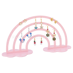 Acrylic Earring Display Stands, Rainbow, Pink, 8.9x34x17.2cm, 3pcs/set(EDIS-WH0029-11C)