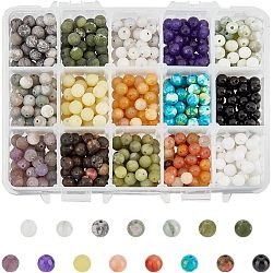 750Pcs 15 Styles Natural & Synthetic Gemstone Beads, Round, Mixed Dyed and Undyed, 6mm, Hole: 0.7~1mm, 50pcs/style(G-NB0003-89)