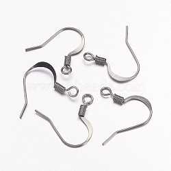 Brass French Earring Hooks, with Horizontal Loop, Flat Earring Hooks, Nickel Free, Gunmetal, 17mm, Hole: 2mm(X-KK-Q366-B-NF)