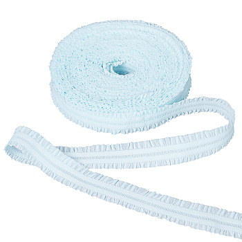 Polyester Ruffled Elastic Cord, Webbing Garment Sewing Accessories, Light Blue, 22mm