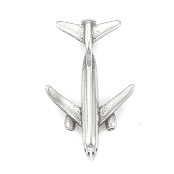304 Stainless Steel Pendants, Plane Charm, Antique Silver, 34x20.5x7mm, Hole: 3.5x5mm