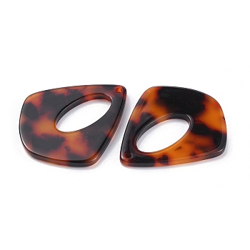 Acrylic Pendants, Teardrop Charm, Dark Orange, 37x31x2.5mm, Hole: 1.5mm