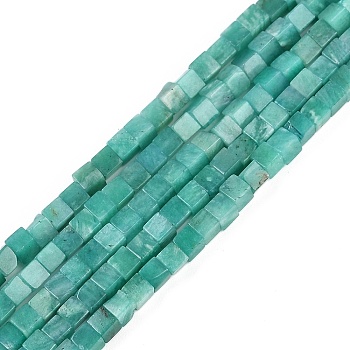 Natural Amazonite Beads Strands, Cube, 3.5x3.5x3.5mm, Hole: 0.7mm, about 110pcs/strand, 15.16''(38.5cm)