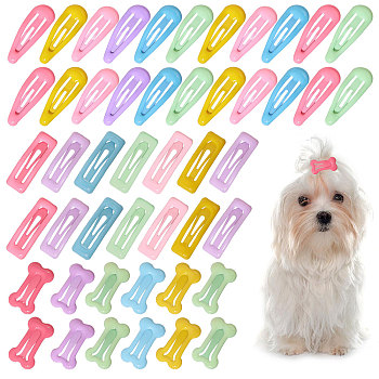 60Pcs 3 Shapes Alloy Snap Hair Clips, Mixed Color, 25~31x10.5~14x2.5~3.5mm, 20pcs/shape