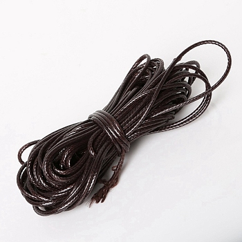 Waxed Polyester Cord, Round, Coffee, 1mm, 15m/bundle