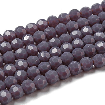 Opaque Glass Beads Stands, Faceted(32 Facets), Round, Old Rose, 6mm, Hole: 1mm, about 98pcs/strand, 20.47''(52cm)