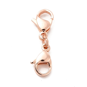 304 Stainless Steel Double Lobster Claw Clasps, Rose Gold, 24mm