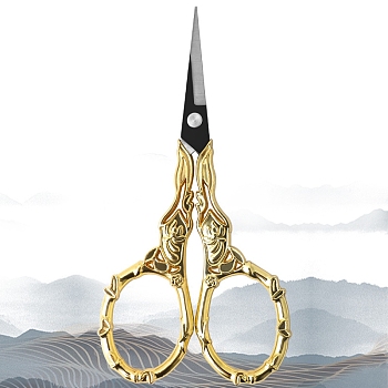 Stainless Steel Scissors, Embroidery Scissors, Sewing Scissors, with Zinc Alloy Handle, Golden, 113x51mm
