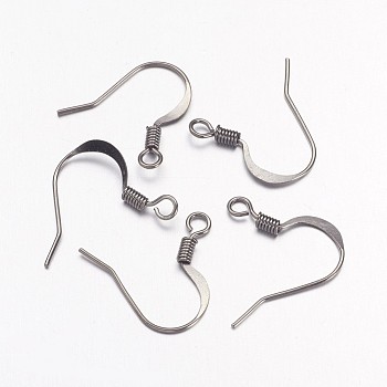 Brass French Earring Hooks, with Horizontal Loop, Flat Earring Hooks, Nickel Free, Gunmetal, 17mm, Hole: 2mm