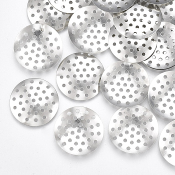 Iron Finger Ring/Brooch Sieve Findings, Perforated Disc Settings, Nickel Free, Platinum, 20x2mm, Hole: 1.2mm