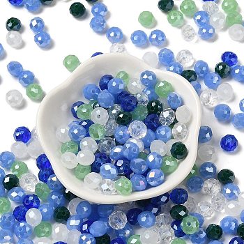 Glass Beads, Faceted, Rondelle, Light Blue, 8x6mm, Hole: 1mm, about 145pcs/60g