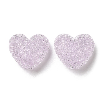 Resin Beads, with Rhinestone, Drusy Heart, Thistle, 17x19x10.5mm, Hole: 1.6mm