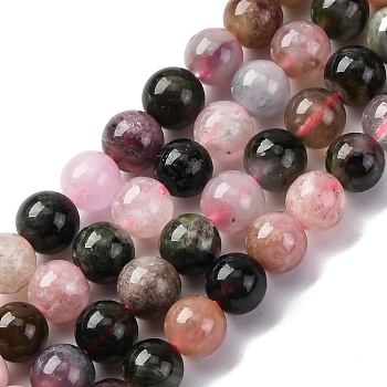 Natural Tourmaline Beads Strands, Round Beads, 6mm, about 67pcs/strand, 15.35 inch(39cm)