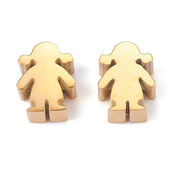 Ion Plating(IP) 304 Stainless Steel Beads, Girl, Golden, 9x7x3.5mm, Hole: 1.8mm
