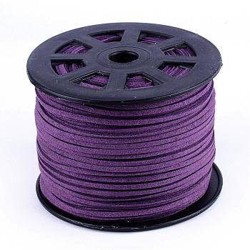 Faux Suede Cords, Faux Suede Lace, Medium Purple, 1/8 inch(3mm)x1.5mm, about 100yards/roll(91.44m/roll), 300 feet/roll