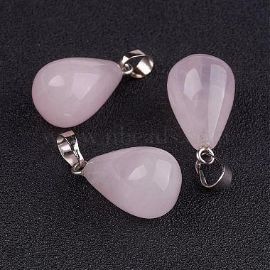 Platinum Drop Rose Quartz Pendants